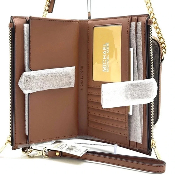 Michael Kors Large EW Crossbody Bag & Large Double Zip Wallet Brown - Picture 11 of 13